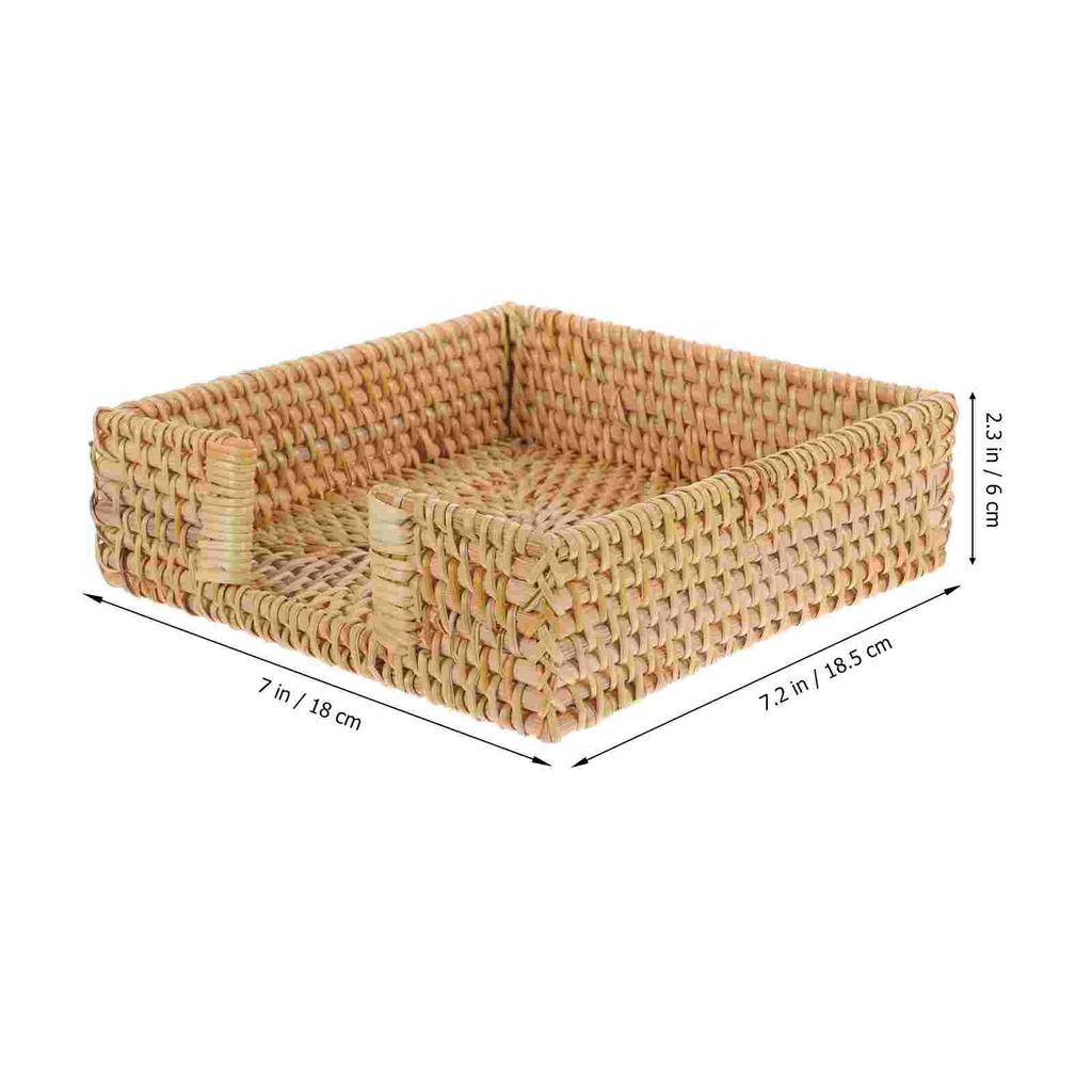 Storage Box Tissue Rack Napkin Holder Paper Towel Guest for Bathroom Rattan Woven Stand Tray