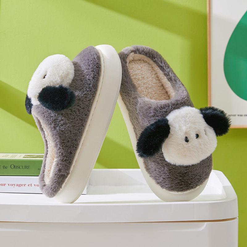 Pantofole Antiscivolo in Velluto di Cotone: Comfort Peloso, a Suola Spessa e a Punta Chiusa per Autunno e Inverno