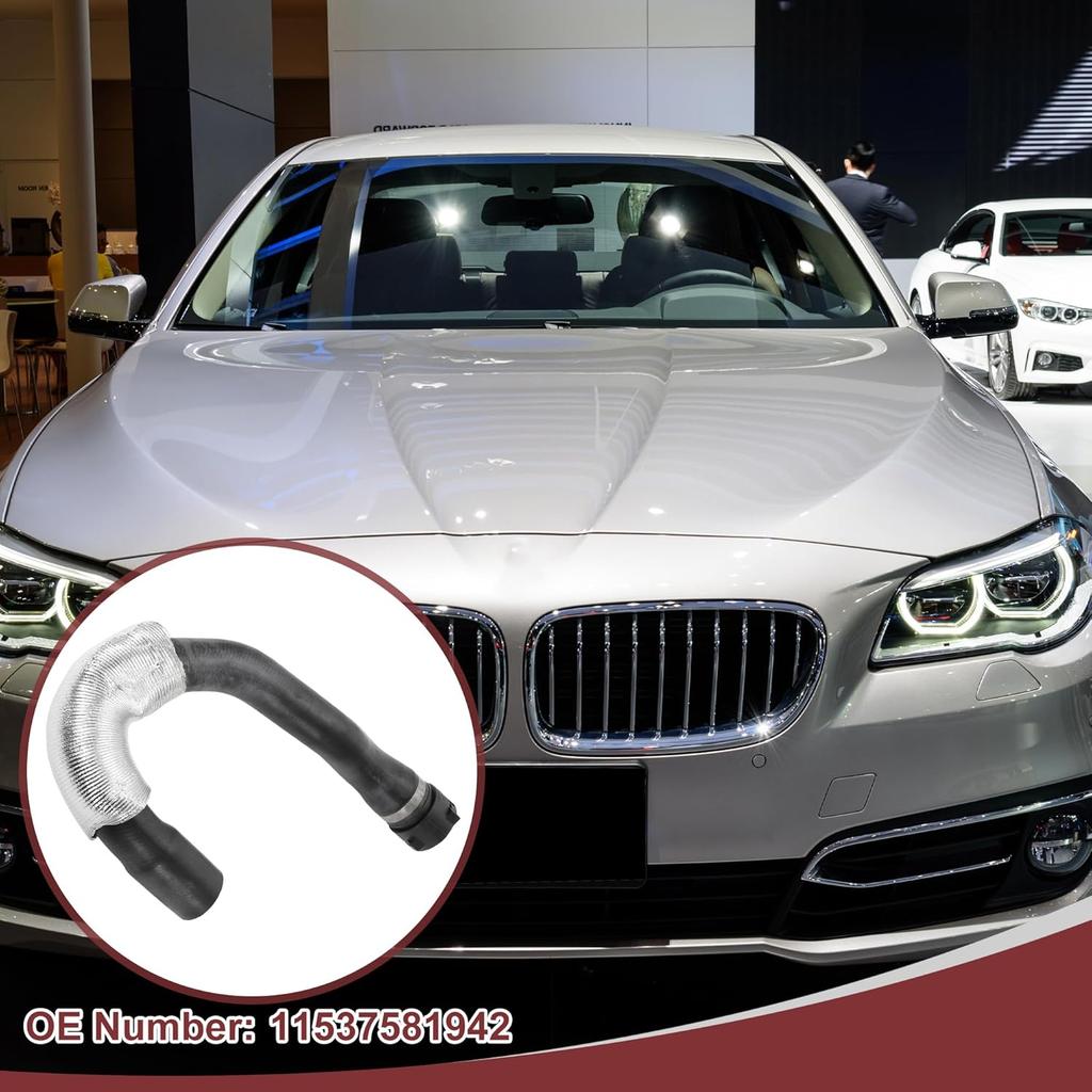 1 Pcs Radiator Coolant Hose for BMW 528i 3.0L L6 2011 Engine Heater Water Hose No.11537581942 Black Rubber
