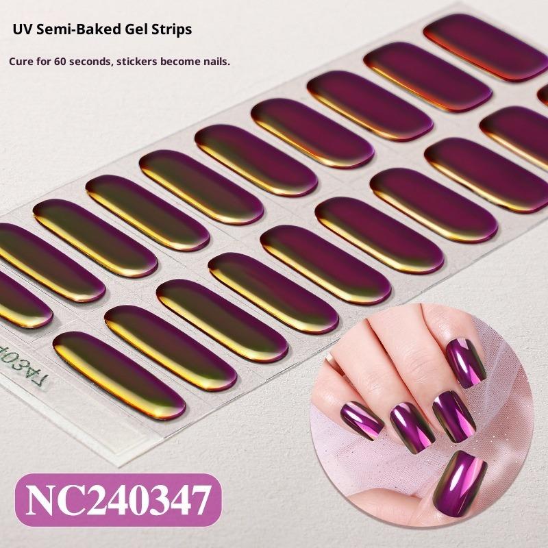 Chameleon Gradient Semi-cured Gel Nail Stickers, Cross-border Mirror Aurora Semi-baked Gel UV Nail Stickers