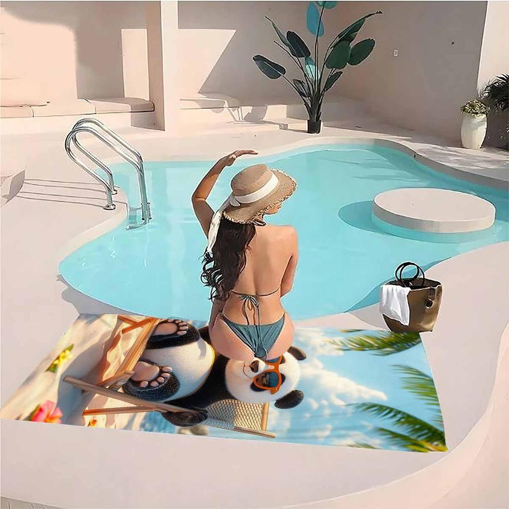 Chill Panda Beach Bath Towel - Soft, Super Absorbent & Fun Design for Everyday Use & Perfect for Relaxing Spa Moments