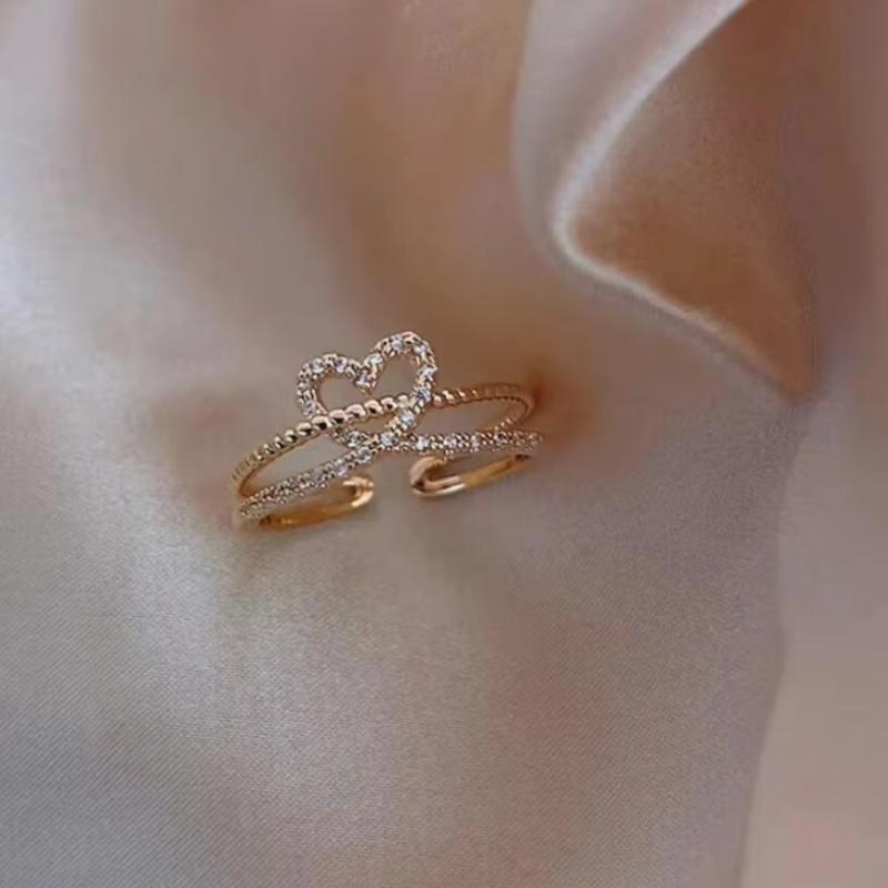 New Korean Exquisite Crystal Flower Fashion Temperament Sweet Versatile Love Opening Female Custom Jewelry