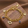 Fashionable Double-Layer Titanium Steel Bracelet with Eyeball Design Colorfast Women's Jewelry Stylish And Elegant