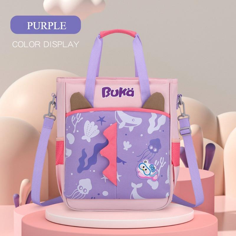 BUKA 3D Cartoon Dinosaur Handheld Tutoring Bags Special for Primary School Student Light Multi-functional Kid Messenger Bag Pupil Homework Storage Bag