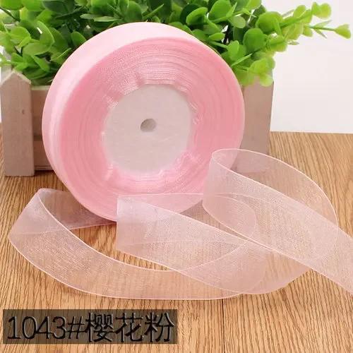 50yards 25mm Organza Chiffon Ribbons Wedding Party Decoration Handmade Ribbon Gift Wrapping Hair Hat Bows DIY Cloth Accessory