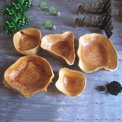 Wooden Bowl Creative Large Dried Fruit Plate Multi-grain Candy Dish Grid Wood Root Carving Tray Mixing Bowl Kitchen Organizer