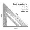 ZJ Aluminum Alloy 7" Triangle Woodworking Ruler - Inch/Metric 90° Right Angle Ruler
