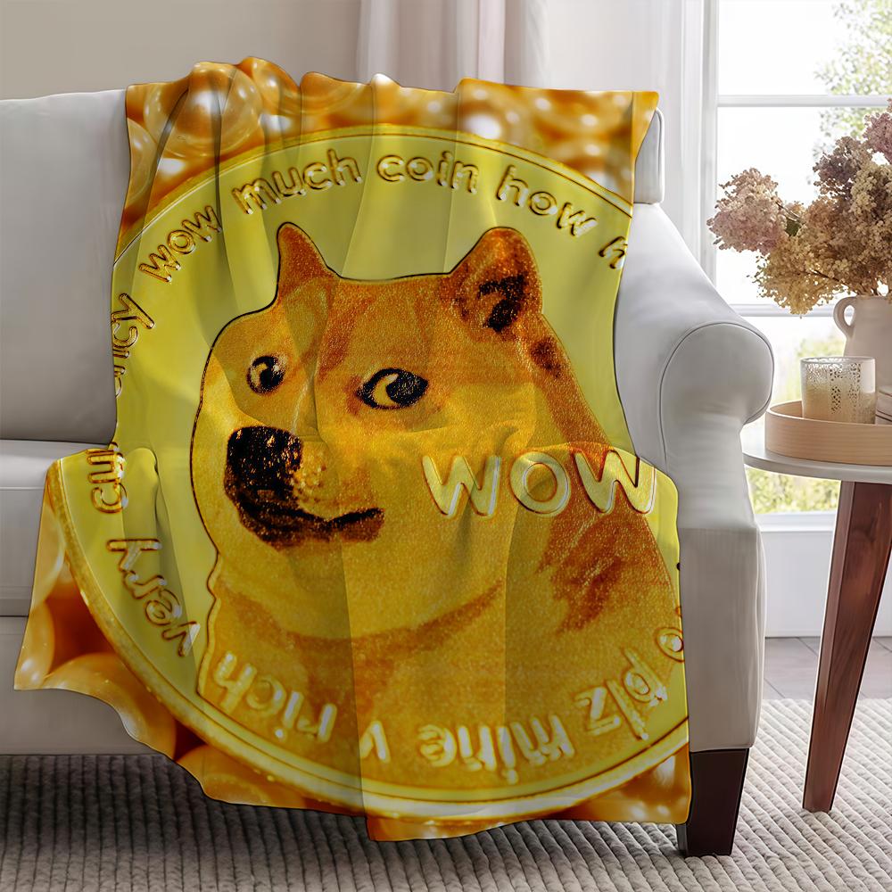 Doge Coin Blanket Soft Warm Furry Throw Super Kids Toys Bed Sofa Car Cradle 75X95CM