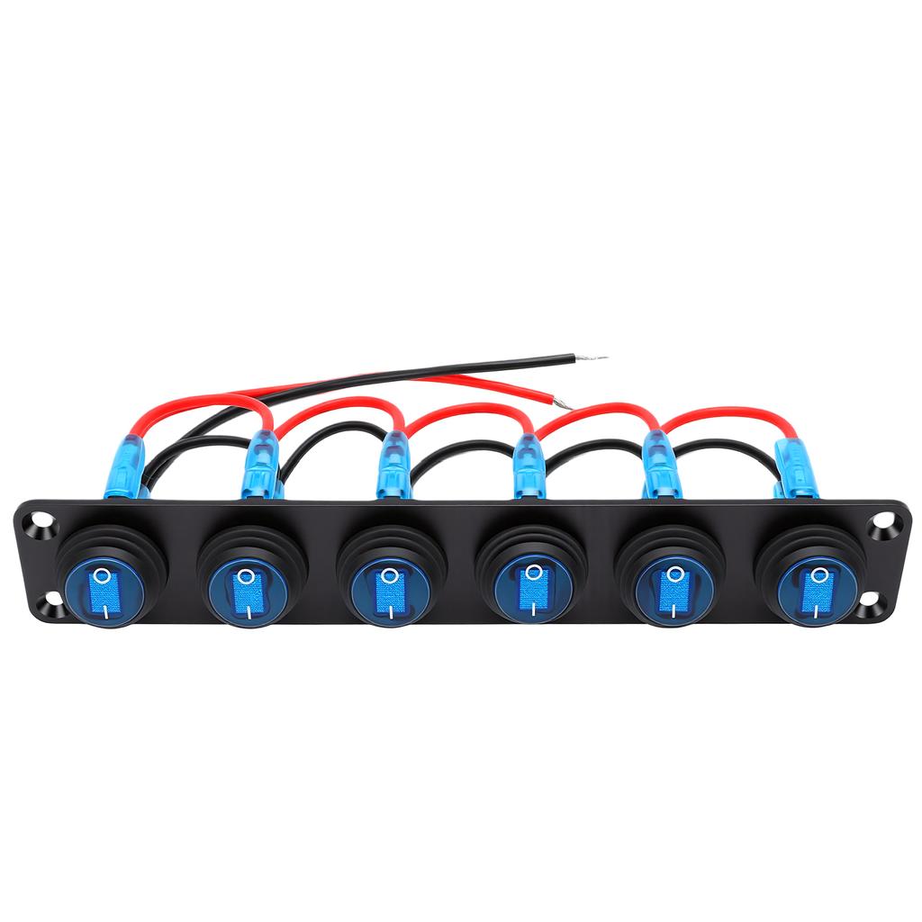 6 Gang Round Switch Panel with LED Water Proof Rocker Switch Panel for Marine Boat