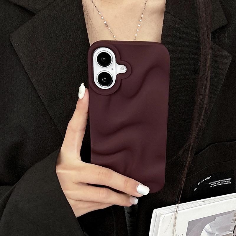 Stilvolle Weinrote Unregelmäßige Wasserwellen 3D Handyhülle Für Für Iphone 17 Air 16 1 14 13 12 11 Pro Max Weiche Silikon-Rückseite