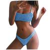 Women Casual Fashion Solid Color Two Piece Swimsuit Bikini Set Stretch Fabric Adjustable Straps Summer Beachwear Swimwear