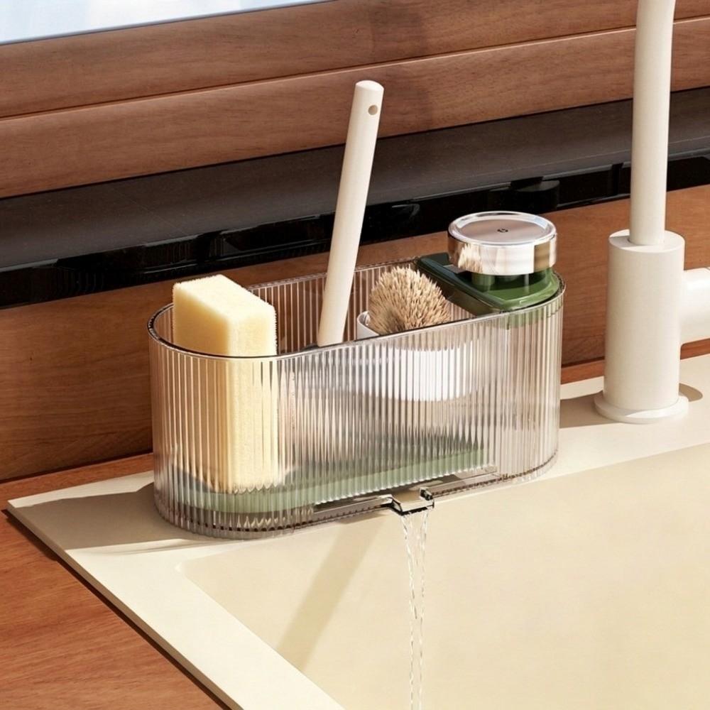 Transparent Sink Drainage Rack Plastic Sink Brush Holder Sink Storage Holder Bathroom