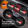 For S0 2Pcs Leather Car Coaster Water Cup Slot Mat Anti-slip Pad GR Sport Camry Prius Auris Crown Yaris Corolla CHR Avalon JH0