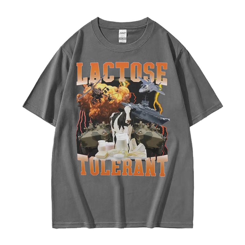 Lactose Tolerant Funny Meme Graphic Tshirt for Unisex Harajuku Y2k Hip Hop Gothic Tshirts Unisex 100 Cotton Short Sleeve T Shirt