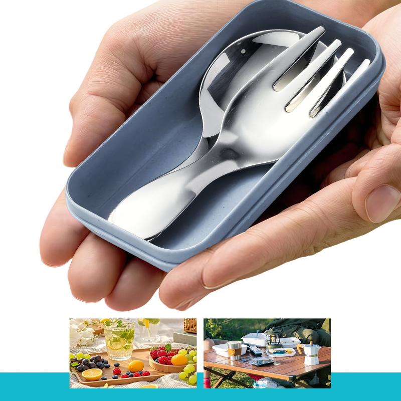 Lingură Portabilă din Oțel Inoxidabil, Furculiță, Mâner Scurt, Veselă Studențească, Desert, Fructe, Tacâmuri Mini Pentru Drumeții, Camping, Echipamente de Gătit