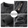 Mark Fairwhale Men's Stand Collar Zipper Cable Knit Cardigan
