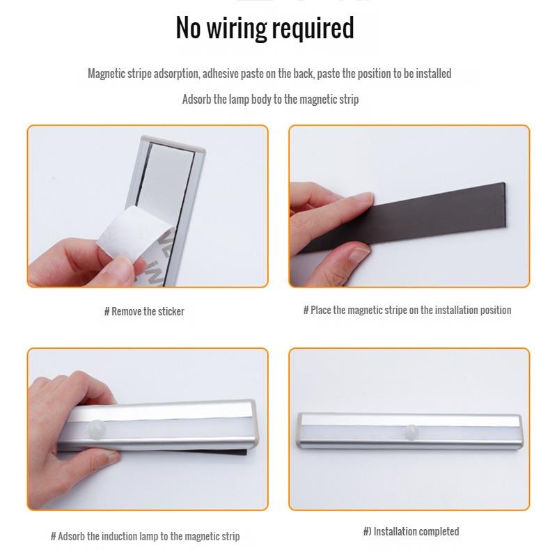 LED Human Body Sensor Light Long Bedroom Entry USB Charging Magnetic Wine Cabinet Wardrobe Corridor Light