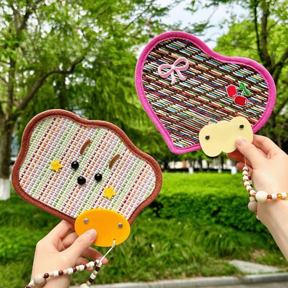 Cartoon Animal Animal Shaped Palm Fan Cattail Woven Handheld Fan Cattail Hand Fan  Photo Prop