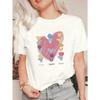 Oversize Women's Short-Sleeve T-Shirt with Pink Heart, Colorful Flowers and "Hpsom Flower" Print