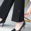 Women's High Waist Slimming Micro Flare Pants, Petite Split Cropped Style for Spring & Autumn - 2026