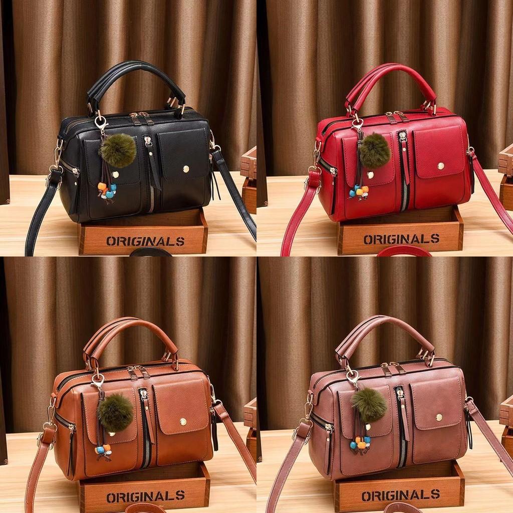 Stylish And Elegant Pu Leather Boston Bag For Women With Chain And Lock Features