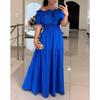 Women's Fashion Summer Spring Solid Color Print Short Sleeve One Shoulder High Waist Casual Dresses