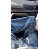 American Retro Blue Plaid Jeans Men's Spring Design Sense High-end Slightly Pull Pants Loose Wide-leg Pants
