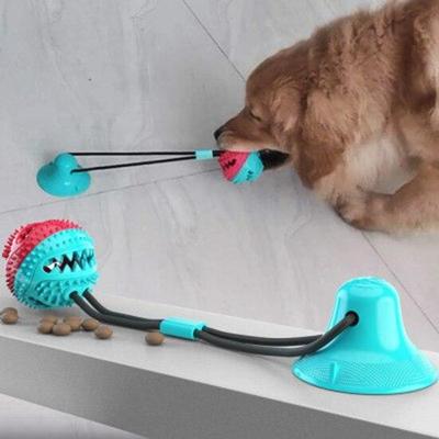 Dog Favorite Multifunction Pet Molar Bite Dog Toys Rubber Chew Ball Cleaning Teeth Safe Elasticity Soft Puppy Suction Cup Dog Biting Toy