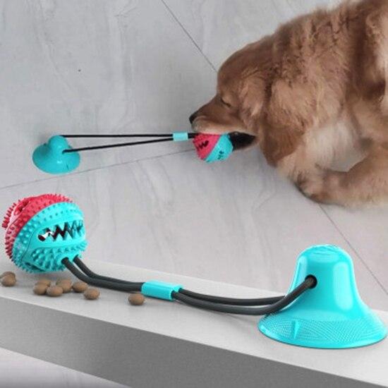 Dog Favorite Multifunction Pet Molar Bite Dog Toys Rubber Chew Ball Cleaning Teeth Safe Elasticity Soft Puppy Suction Cup Dog Biting Toy