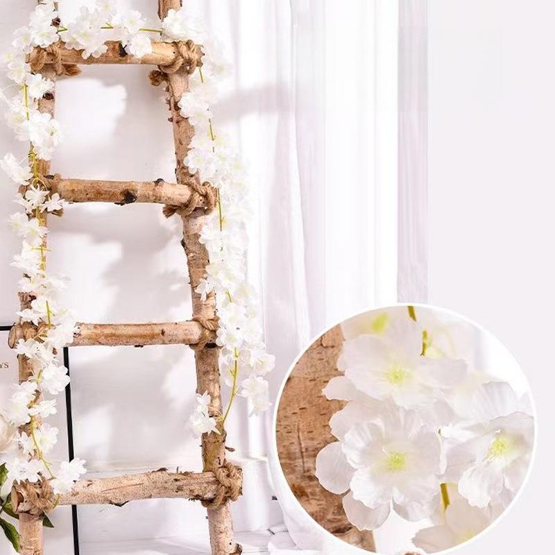 2Pcs Wedding Party Backdrop Diy Home Garden Decor 180Cm Artificial Cherry Blossom Garland Fake Flower Vine Wall Decoration