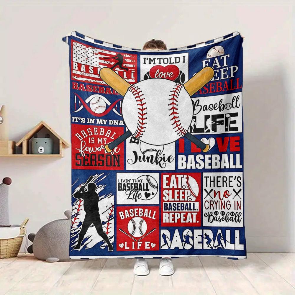 1PC Baseball, Sports Print Blanket, Soft Throw Blanket - Warm & Cozy for Couch, Bed, Office, and Travel Yy250912230