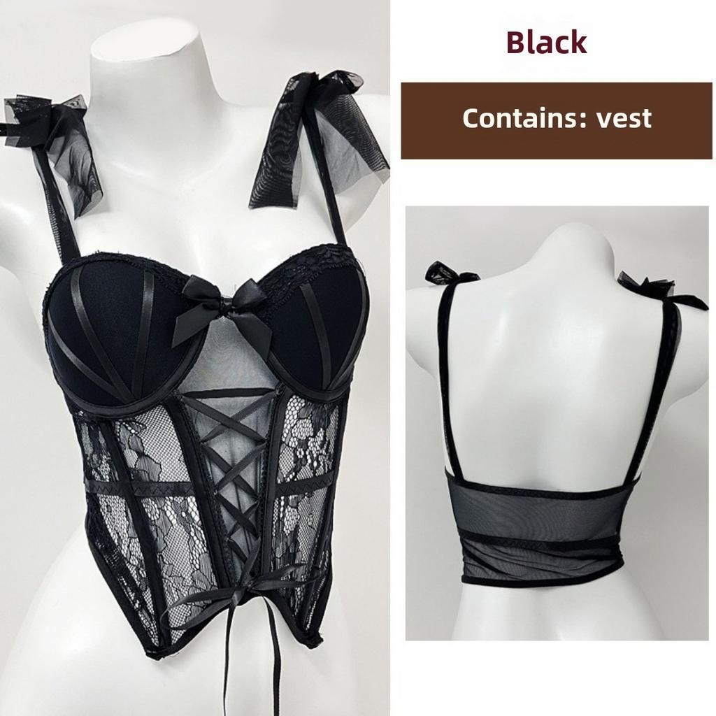 Fish Bone Sexy Lace Sling Vest with Chest Pad Tube Top Can Be Worn Outside Beautiful Back One-piece Underwear