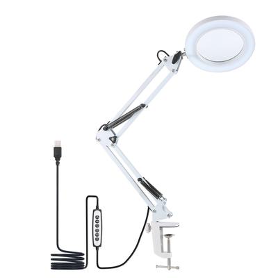 D C5V 2A 8W 80LEDs Desk Light with 5x Magnifier Swing Arm Clampon Table Lamp USB Operated Powered
