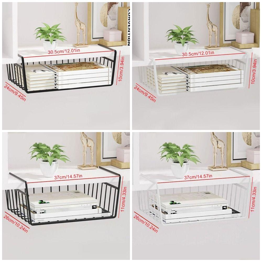 1Pcs Under Table Cabinet Storage Rack Desk Wardrobe Holders Hanging Mesh Basket