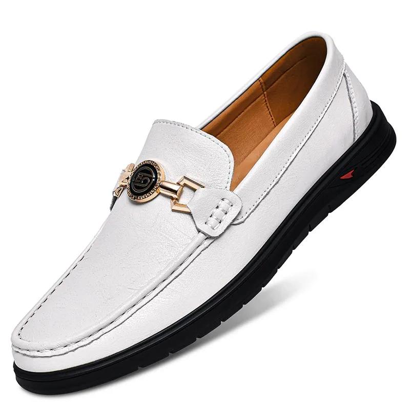 British Style Casual Leather Men Dress Blue Breathable Business Leather Shoes Handmade Loafers Classic Men Wedding Oxfords Flats