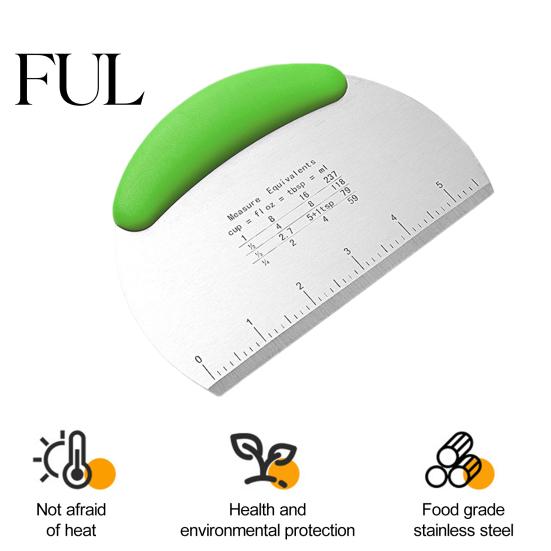 Effortless To Use Dough Cutter Stainless Steel Bench Scraper Double-scale Design Pastry Non-Slip Handle Tool for Home Food-grade
