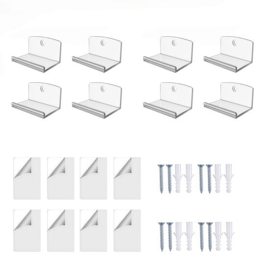 Wall Mounted Album Holder Adhesive Vinyl Record Mounts, Easy Installation Acrylic Floating Display for Dorm Shelves, Strong Hold Displaying