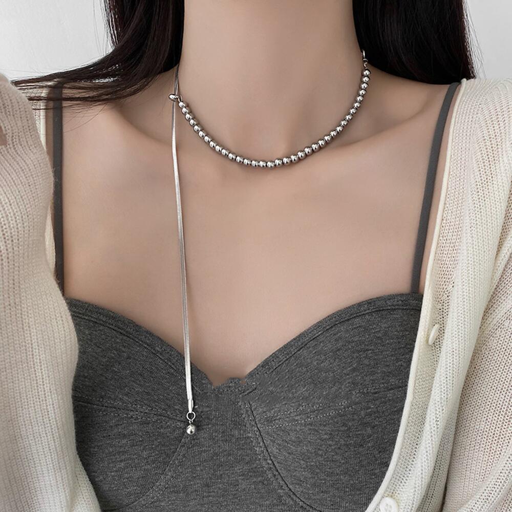 

Трендовое стальное шариковое колье 2024 года для женщин Новая корейская мода Роскошная элегантность Цепочка-чокер с костяной структурой Подарок на работу/свидание