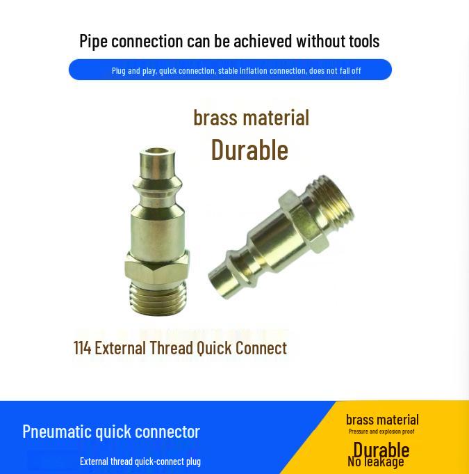 1/4 Quick Connect Tire Inflation Hose Adapter 1/4 External Thread