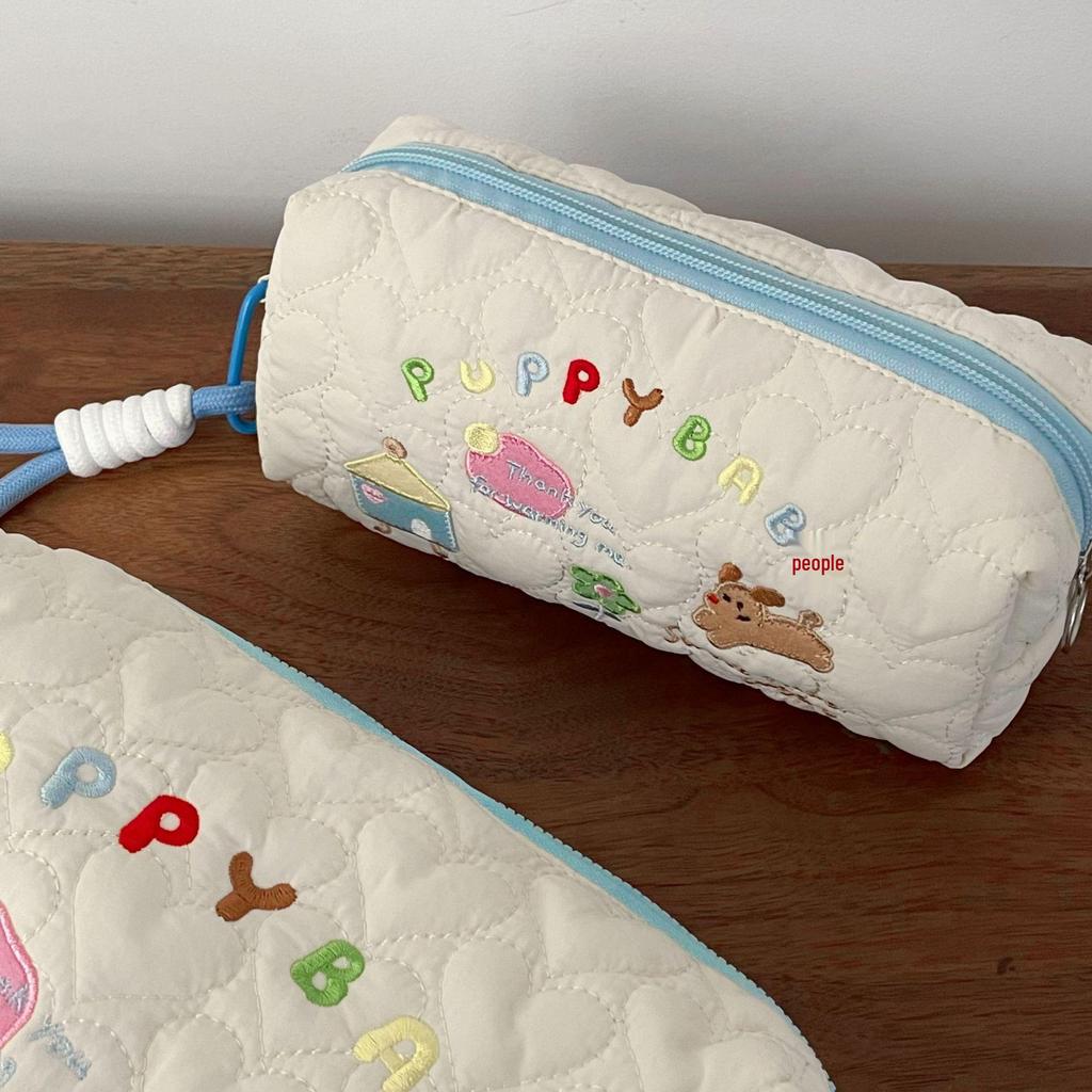 Stylish Puppy Makeup Bag for Women - Cute Cartoon Design, Large Capacity Stationery Storage