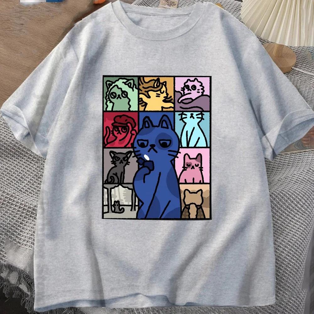 Men Summer Cotton T-Shirt Cartoon Cats Graphic Tops Tees Taylor Swif Clothing Short Sleeve Streetwear Women Harajuku T-Shirt