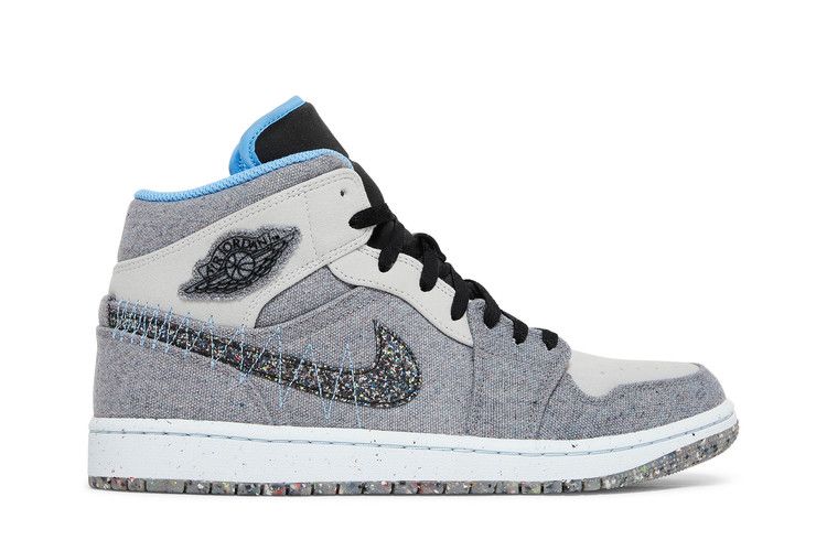 Jordan 1 Mid Crater Grey University Blue Men's Sneakers