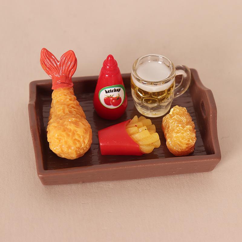 Miniature Fast Food Toy Set Lifelike Tiny Snack Model Odorless for Dollhouse Accessory DIY Craft Preschool Education Puzzle Toy