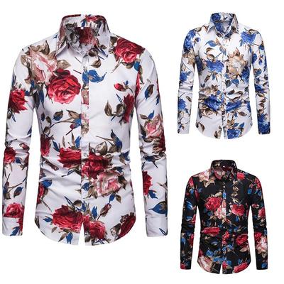Herren Langarm Blumenmuster Freizeit Vier Jahreszeiten Lässiges Cardigan Hemd