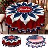 Round Tablecloth Polyester Material Star Pattern Freedom Letter Print Suitable for Dining and Party Use Decoration