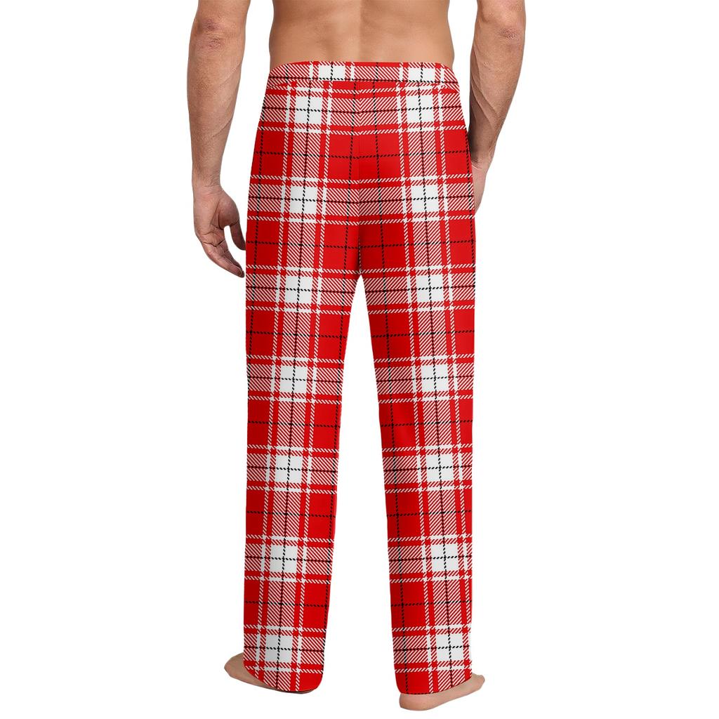 Herr Dragsko Ficka Lediga Byxor Rutig Randig Tryck Ficka Lediga Byxor Hem Pyjamasbyxor