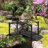 102L x 48W x 49H Classic Metal Garden Bridge with Safety Railings Arc Footbridge Decorative Pond Bridge for Backyard Creek Stream, Black