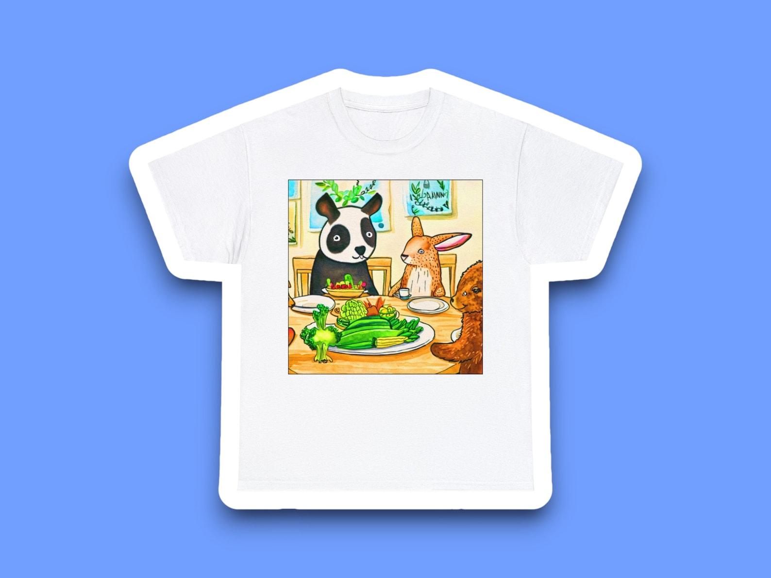 Cute Animal eating Vegetables Tee 110