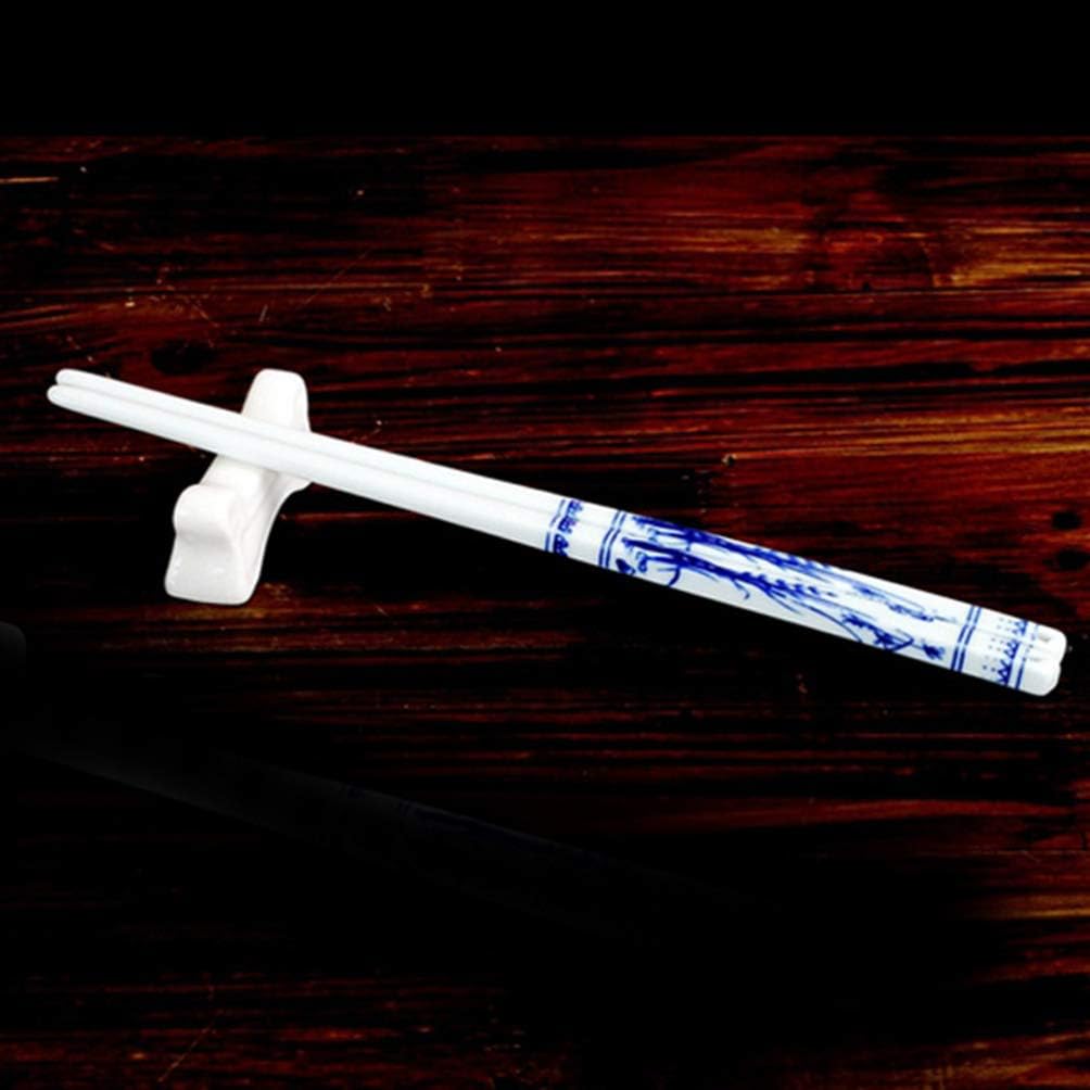 Cabilock Utensil Set Flatware Set 5 Pairs Chinese Blue and White Porcelain Chopsticks Ceramic Chopsticks Chinese Tableware (Random Pattern) Serving