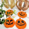 4/8Pcs Handwoven Pumpkin Shaped Coasters Creative Non-Slip Cup Mat  Halloween Decor